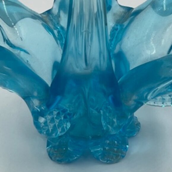 Vintage‎ Ice Blue Blown Stretched Art Glass Basket - Picture 5 of 8